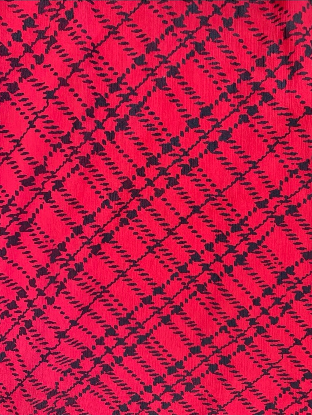 Tommy Hilfiger Red and Black Smocked Neck Blouse - Picture 4 of 5